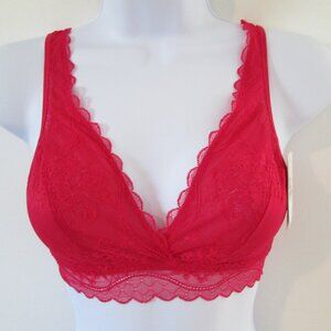 b.tempt'd by Wacoal No Strings Attached Lacy Bralette Crimson Red NWT Sz S
